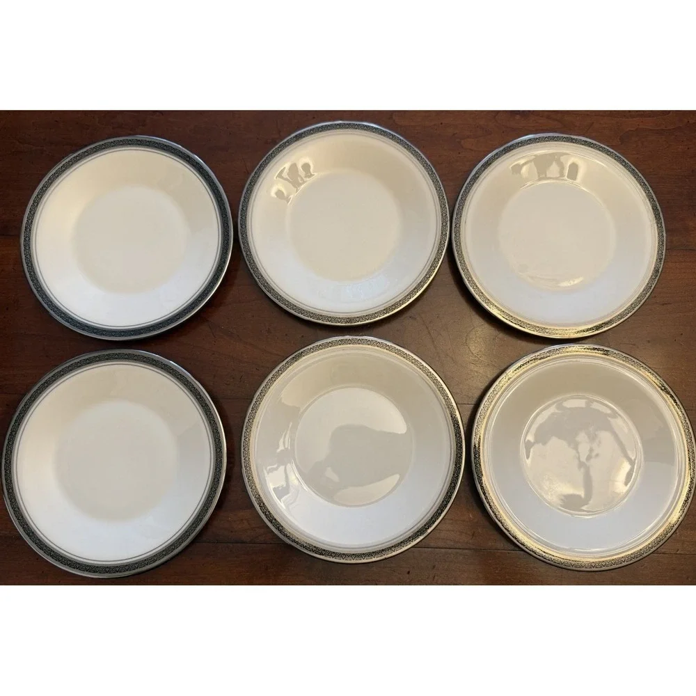 Vintage Franciscan Masterpiece China INDIGO Plates Set of 6 Platinum Trim